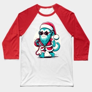 Jolly Japes: Santa Monkey's New Year Fiesta Baseball T-Shirt